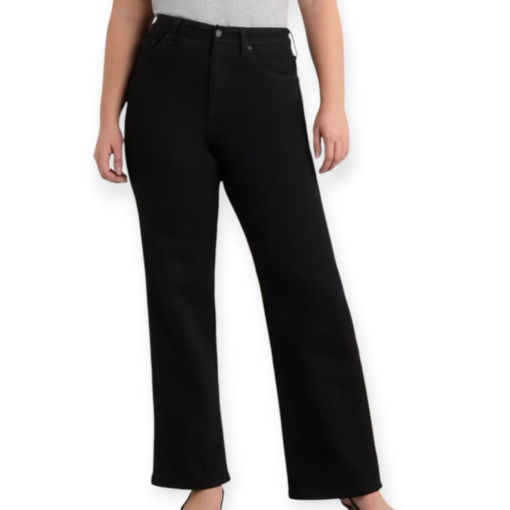 NWT Quince Curvy Bella Stretch Wide Leg Jeans Black Size 27